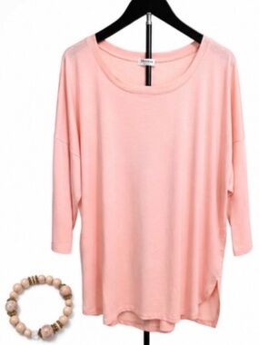 Sherosa Women's 3/4 Sleeve Tunic Top – Blush Pink – Size 2XL